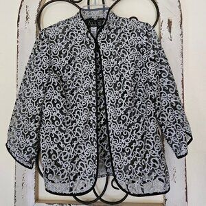 Alex Evenings Women`s Dress Black Silver Glitter Jacket Cover Up Size M